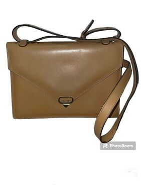 CELINE Authentic Vintage Tan Envelope Flap Shoulder Crossbody Bag with COA